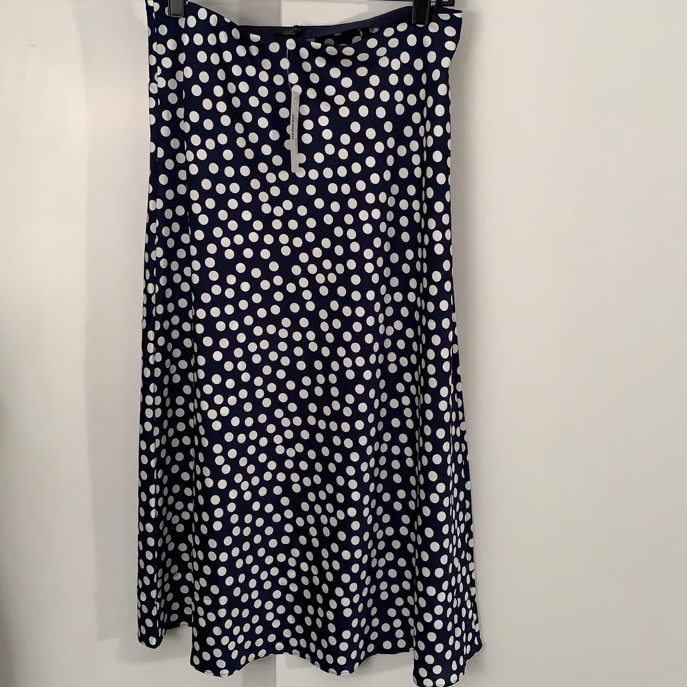 NWT J. Crew navy blue polka dot skirt